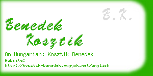 benedek kosztik business card